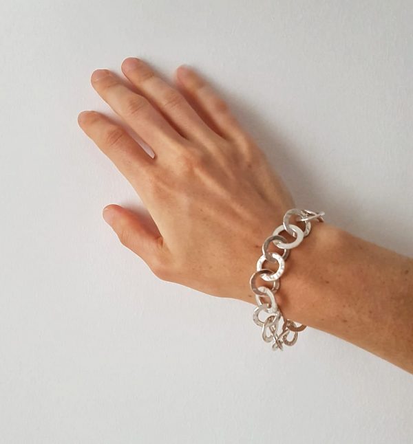 hammered-silver-chain-bracelet