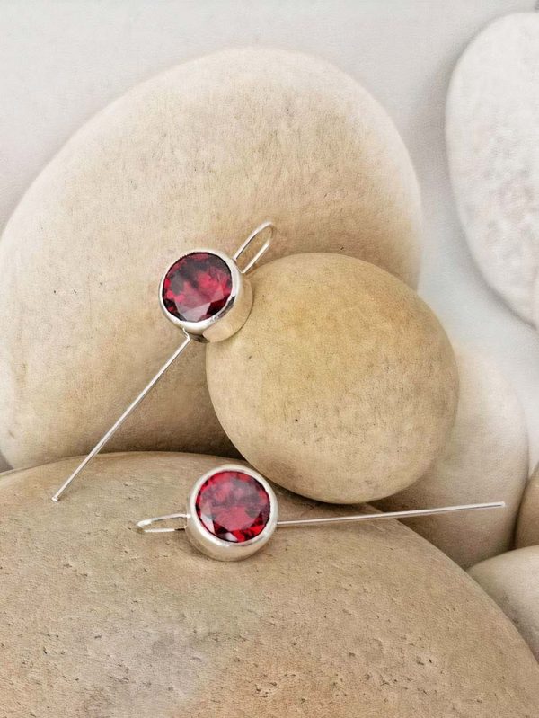 hook-earrings-red-zirconia-silver