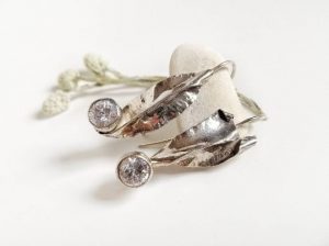 assymetrical-silver leaves -earrings