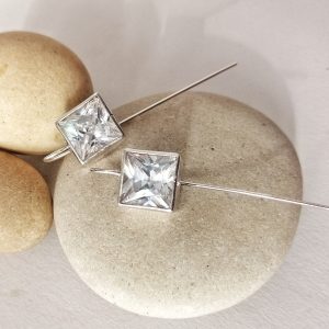 Square gemstone earrings