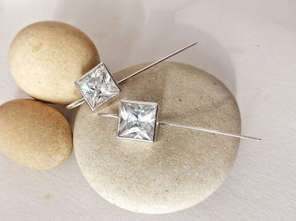 Square gemstone earrings