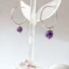 Amethyst and fresh water pearls small hoop earrings. Interchangeable beads for hoops